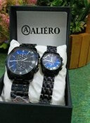 ALIERO Premium Black Couple Watch Set.