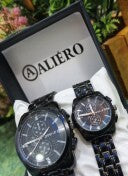 ALIERO Premium Black Couple Watch Set.