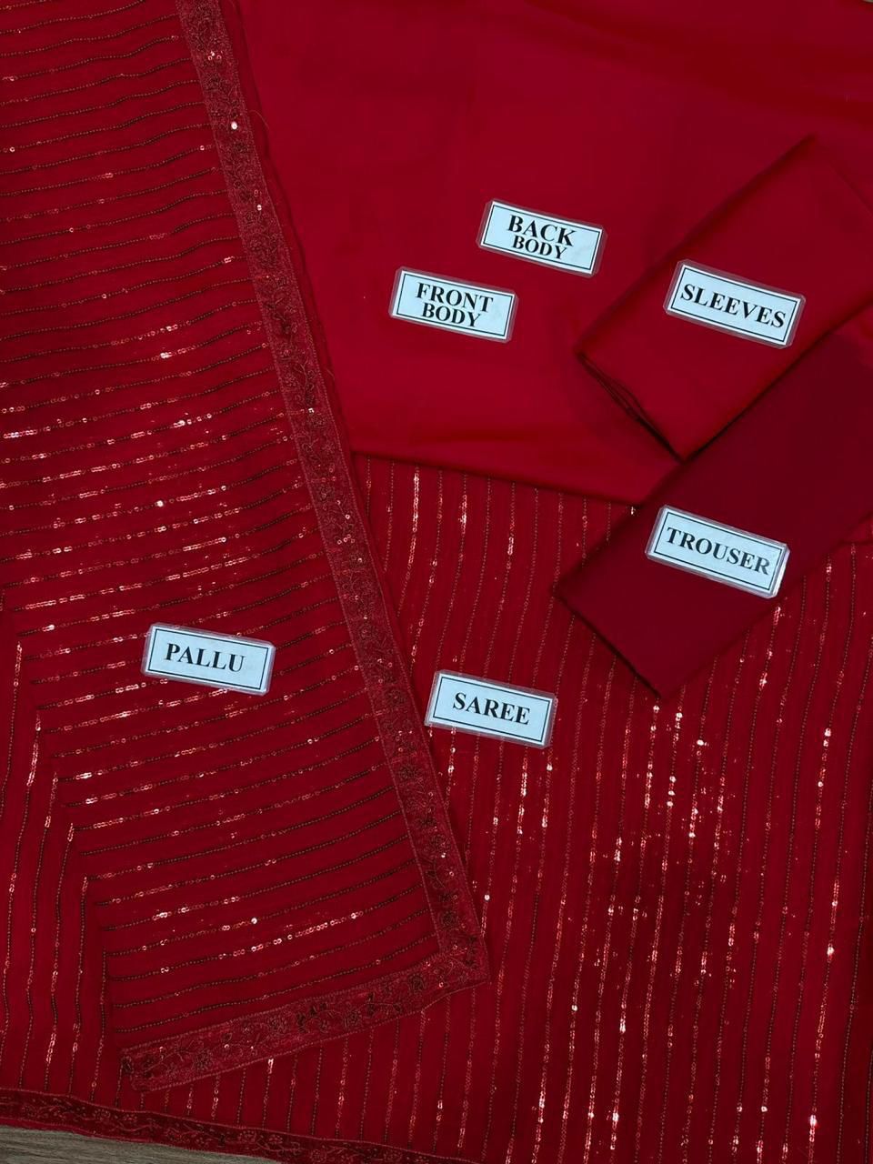 ANGAN Chiffon Embroidered Saree – Unstitched Collection