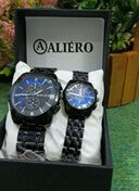 ALIERO Premium Black Couple Watch Set.