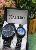 ALIERO Premium Black Couple Watch Set.
