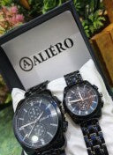 ALIERO Premium Black Couple Watch Set.