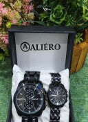 ALIERO Premium Black Couple Watch Set.