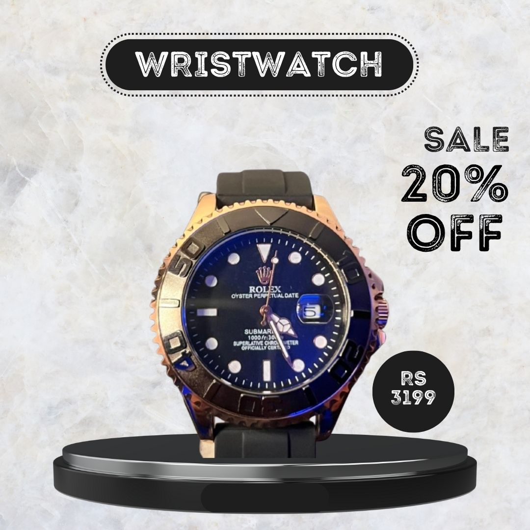 Premium Black AND Golden Wristwatch;