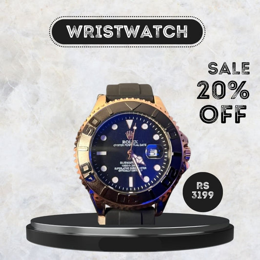 Premium Black AND Golden Wristwatch;