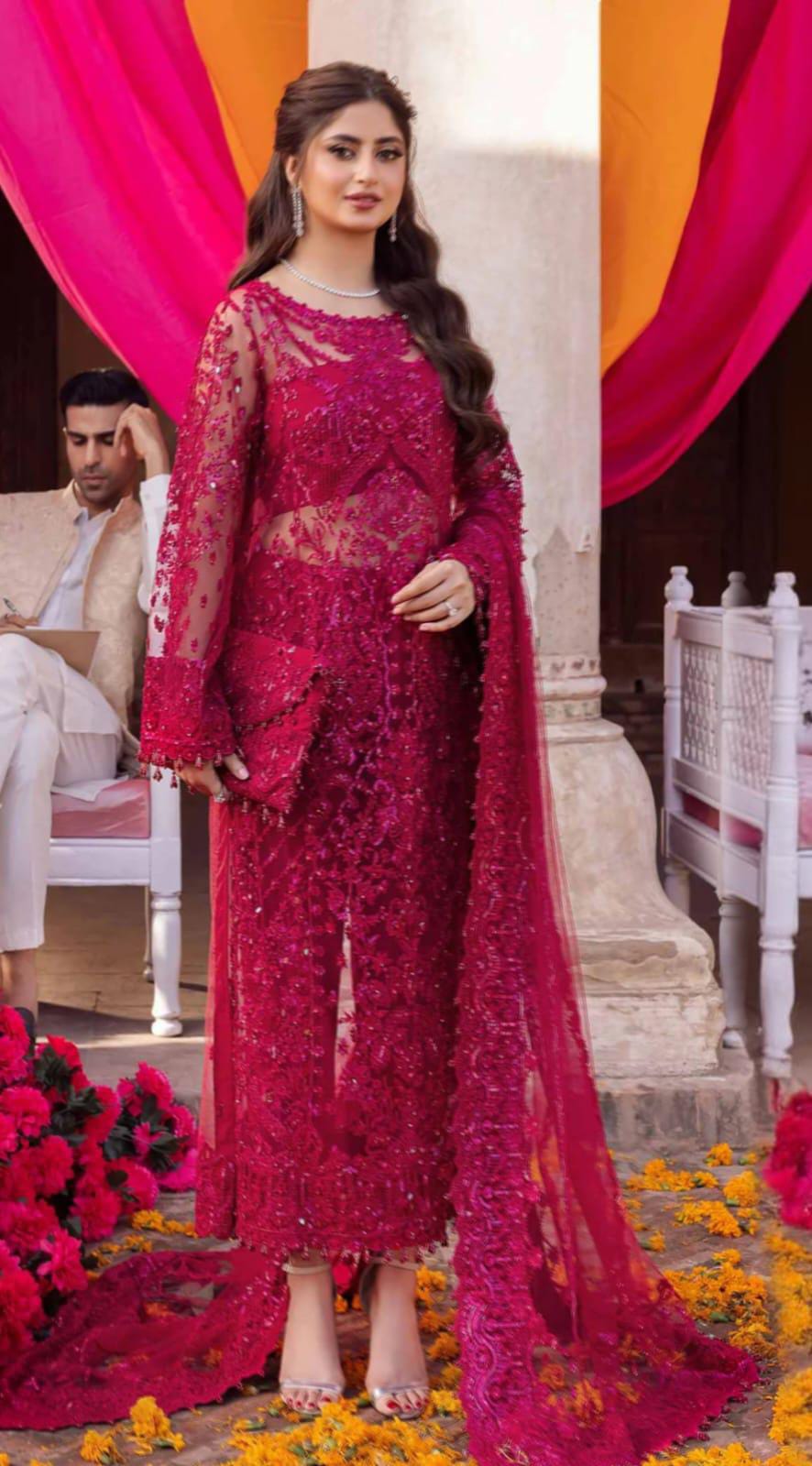 Embroidered &amp; handwork luxury unstitched 3pc✓