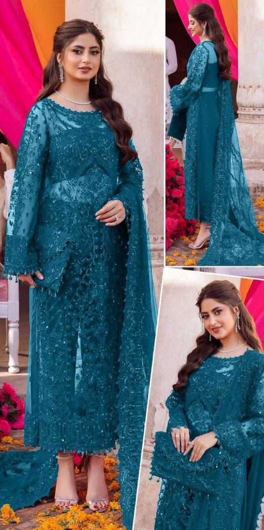 Embroidered &amp; handwork luxury unstitched 3pc✓