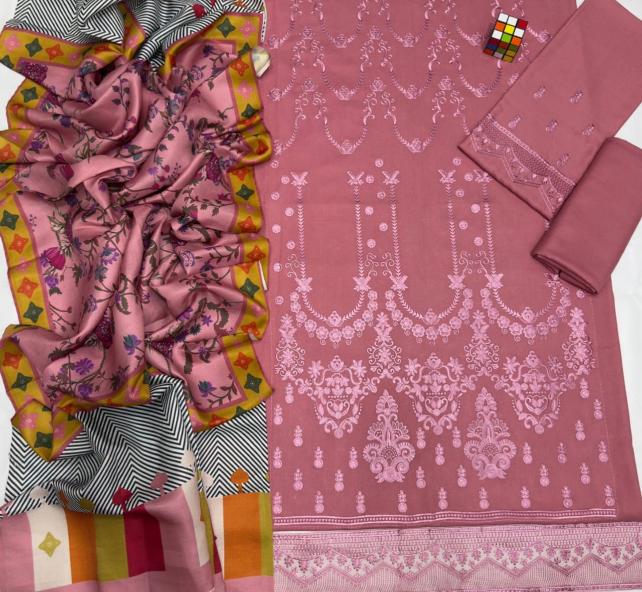 LIMELIGHT embroidered dhanak suit,