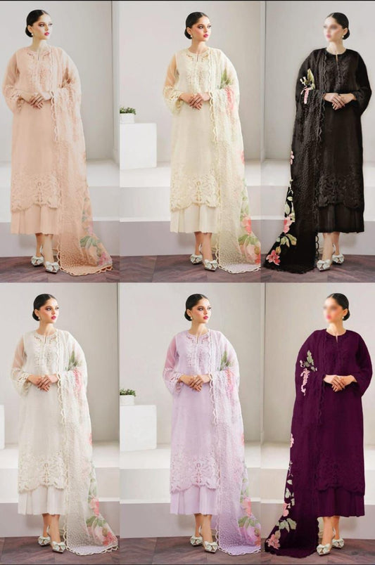 Organza Embroidered Sequence Unstitched 3PC