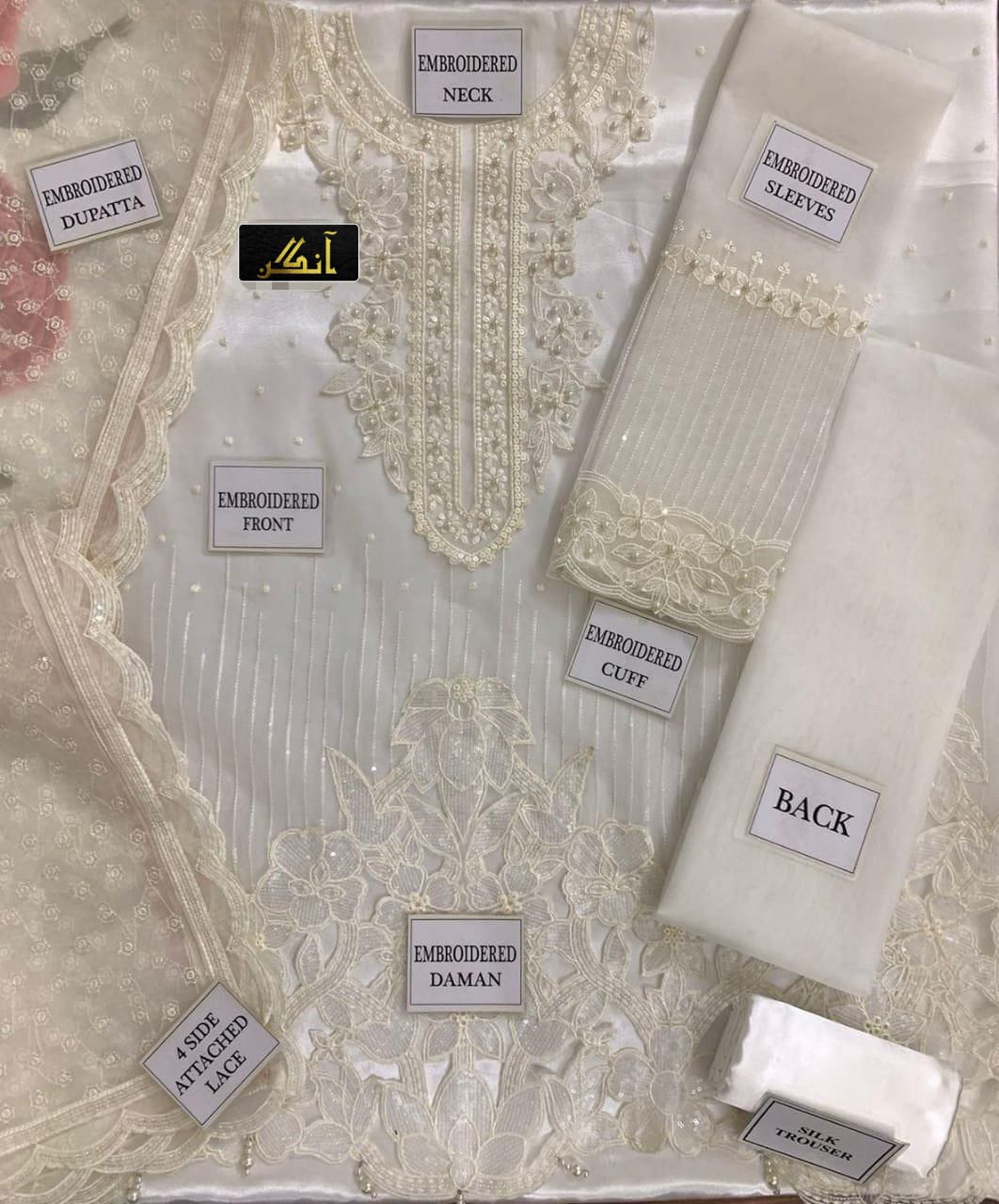 Organza Embroidered Sequence Unstitched 3PC