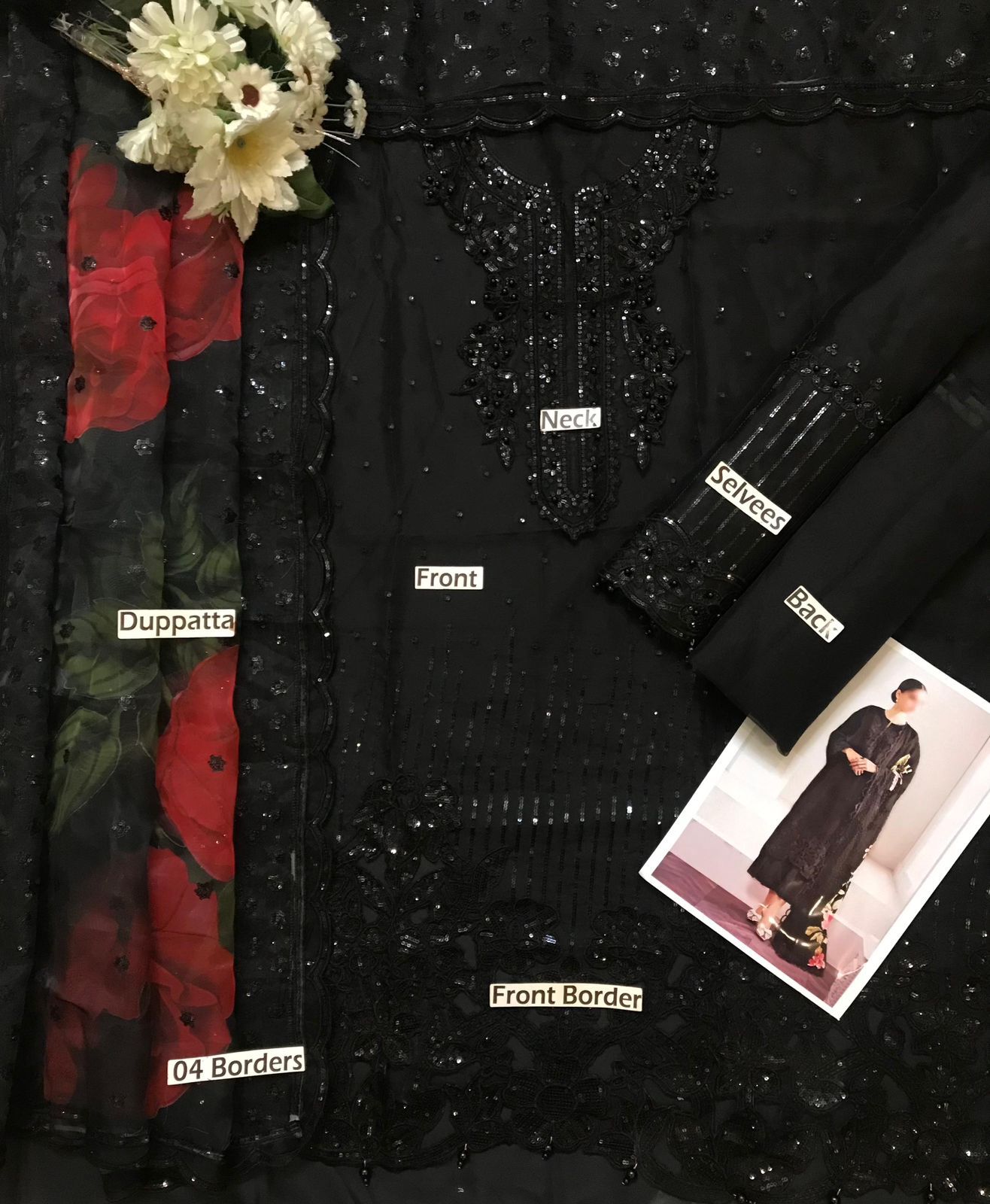 Organza Embroidered Sequence Unstitched 3PC