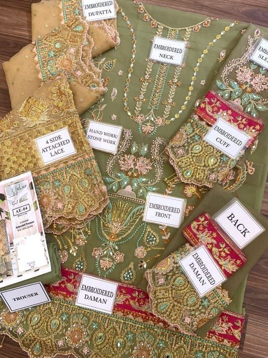 ELAF organza embroidered & sequence luxury unstiched 3pc✓