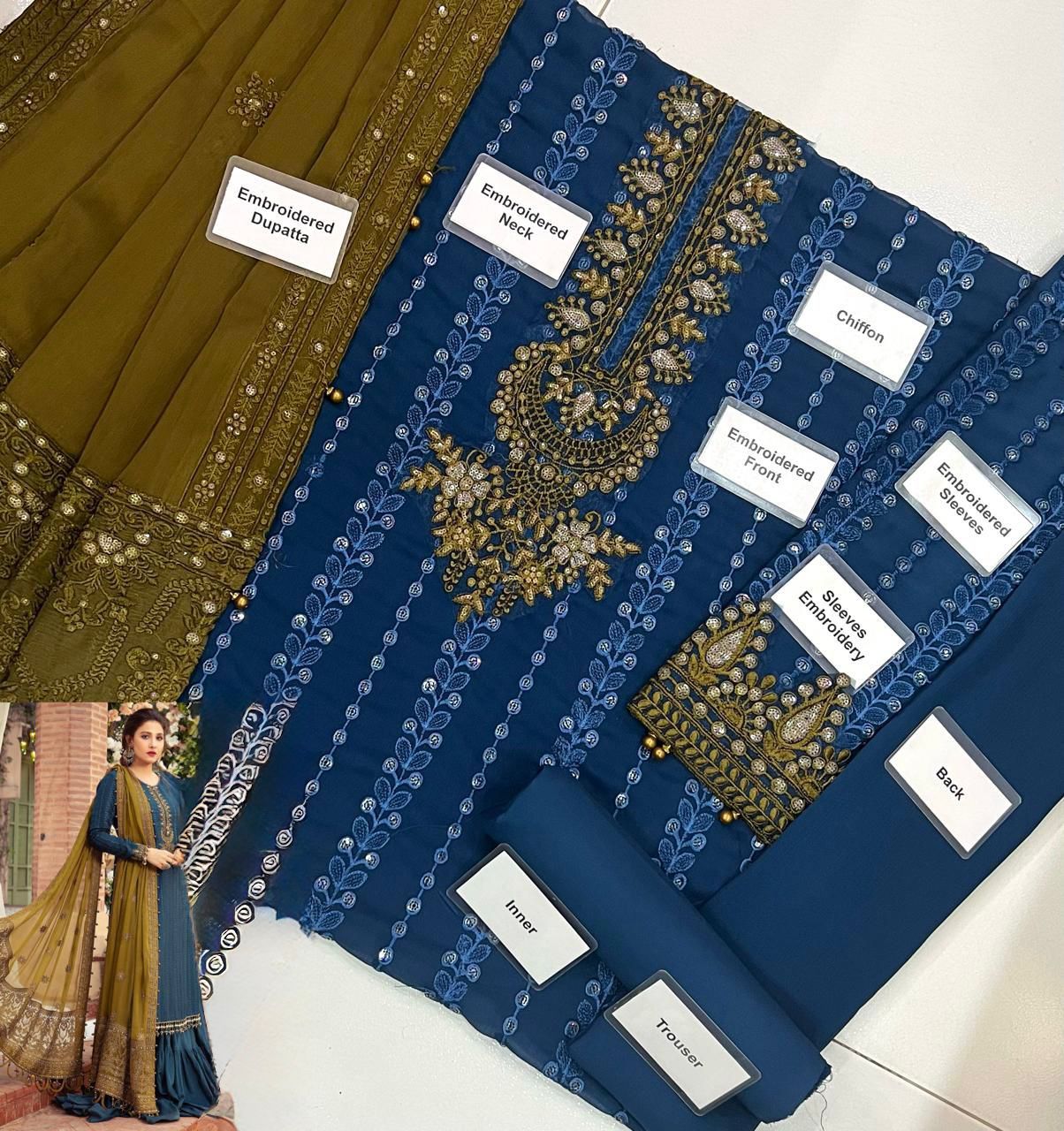 MARIA.B chiffon Embroidered unstitched masterpiece