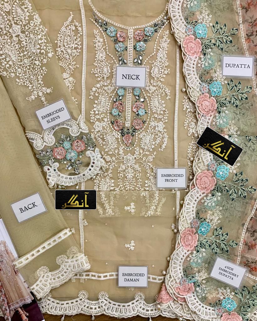 chiffon embroidered hand luxury unstitched 3pc✓