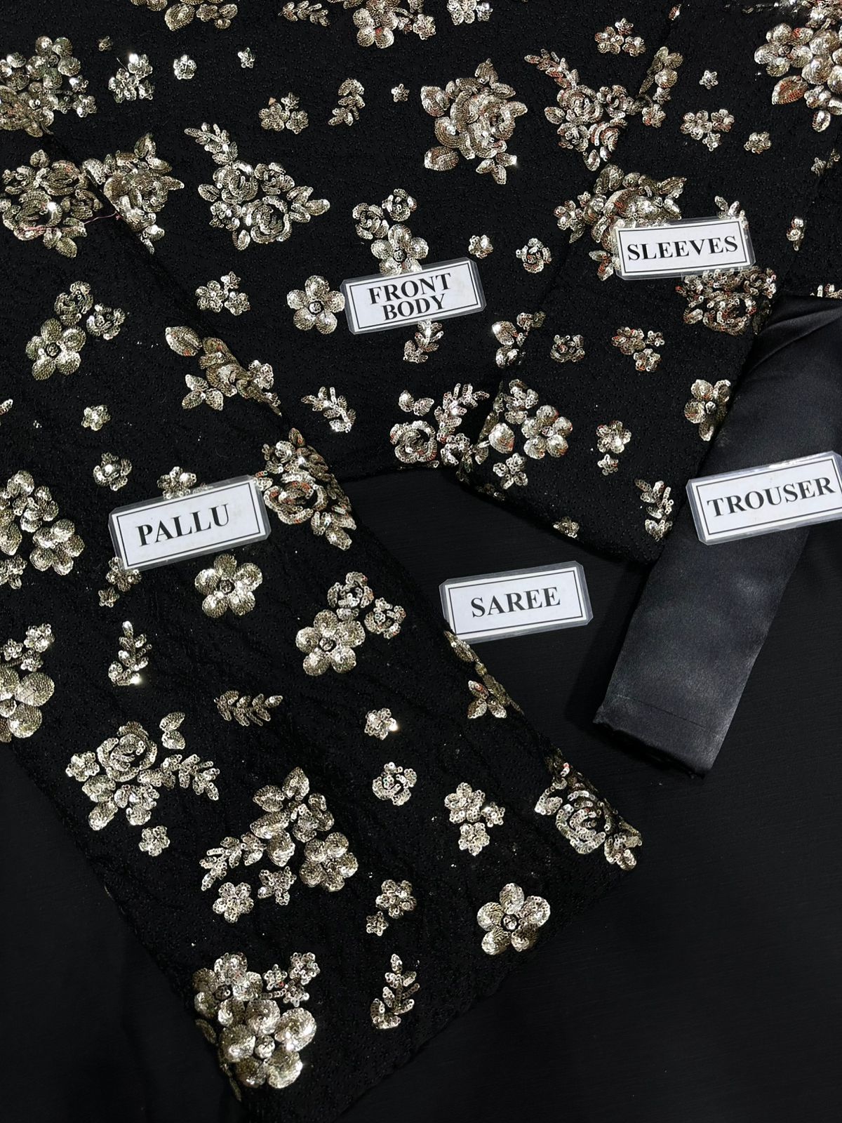 BRAND: JAZMIN – Chiffon Embroidered Sequence Luxury Saree (Unstitched 3PC) ✓