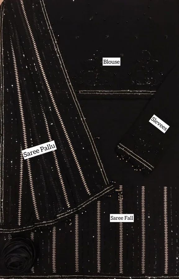 Chiffon Embroidered Saree – Unstitched Luxury Collection