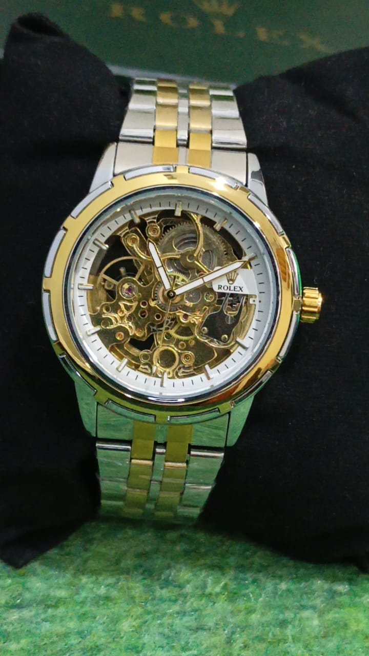 ROLEX Luxury Automatic Skeleton Dial Men’s Watch