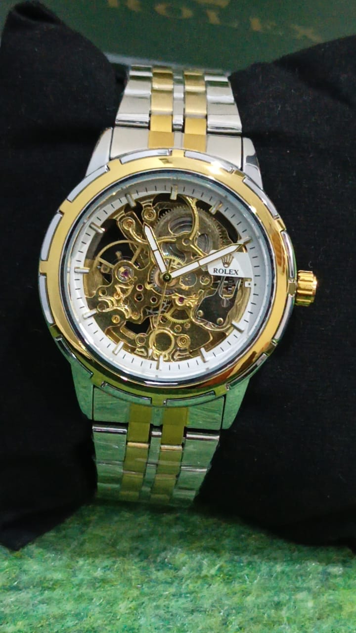 ROLEX Luxury Automatic Skeleton Dial Men’s Watch