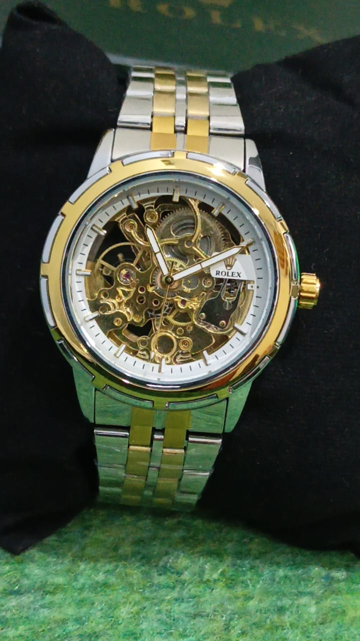 ROLEX Luxury Automatic Skeleton Dial Men’s Watch