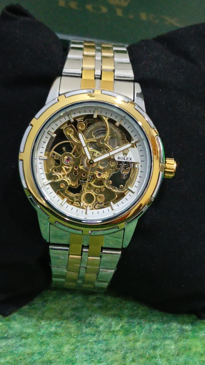 ROLEX Luxury Automatic Skeleton Dial Men’s Watch