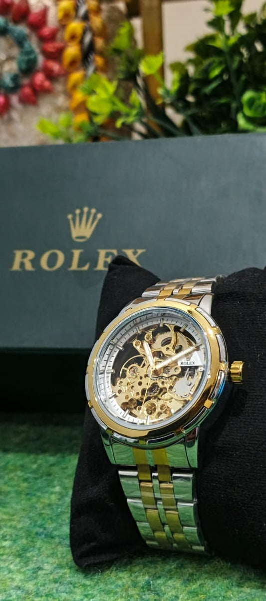 ROLEX Luxury Automatic Skeleton Dial Men’s Watch
